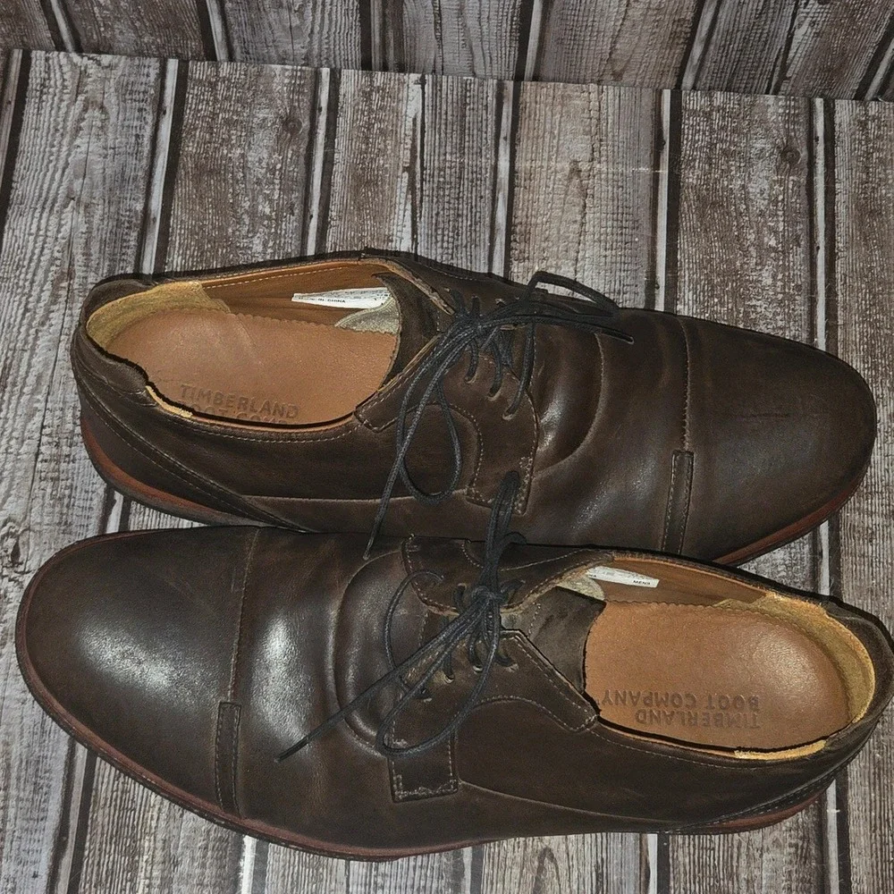 Sz 9 Mens Timberland Wodehouse Lost History Brown Leather Cap Toe Oxford Shoes